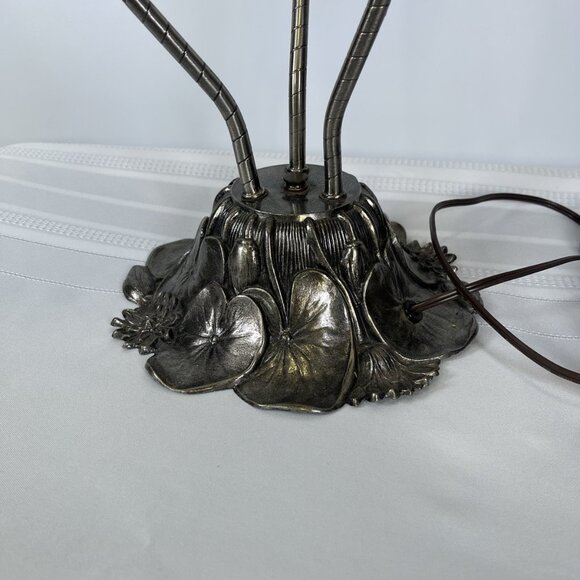 Vintage L&L WMC Brass Lily Lamp Gooseneck 3 Stem Pink Frosted Glass Art Nouveau - Picture 6 of 13